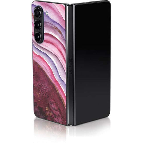 Plum Watercolor Geode Galaxy Z Fold5 5G Skin